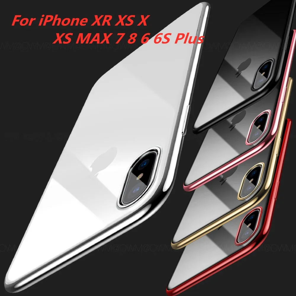 Ультратонкий Прозрачный чехол для iPhone XS MAX XR X 8 Plus 6 6 S Plus 7 Plus, чехол-бампер из ТПУ с резиновым покрытием