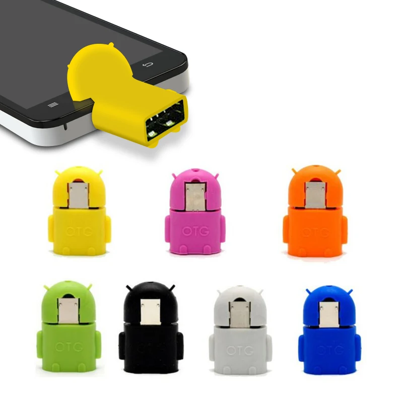 

Hot Micro usb to USB OTG adapter for Universal Android smartphone tablet pc connect to flash mouse keyboard Robot Shape