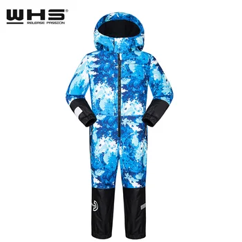 

WHS Boys and girls Sports outdoor ski suit Conjoined suit for Child windproof coat Winter 4 to 12 years old