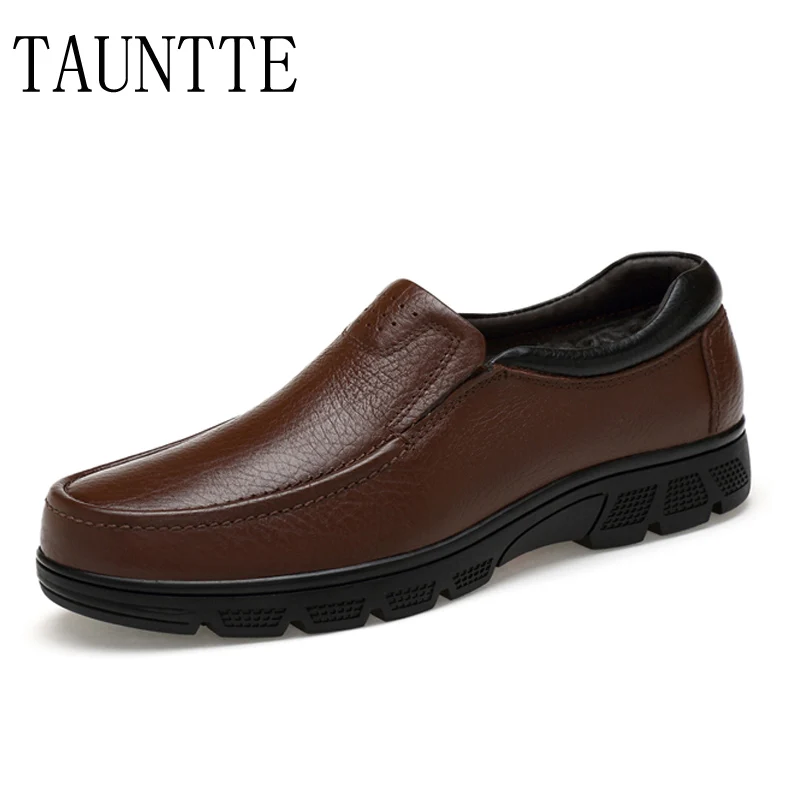 

Winter Full Grain Leather Shoes Men Dress Moccasins Keep Warm Genuine Leather Casual Shoes For Older Dady With Fur