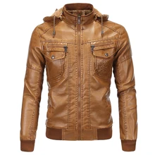 Дизайнерские мотоциклетные кожаные куртки с капюшоном европейского и американского стиля размера плюс 5XL мужские бархатные зимние кожаные пальто C124