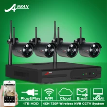 Новых Листинговых Подключи И Играй 4CH Беспроводной Системы Безопасности NVR Комплект P2P 720 P HD Открытый ИК Ночного Видения ВИДЕОНАБЛЮДЕНИЯ Ip-камера Системы 1 ТБ HDD