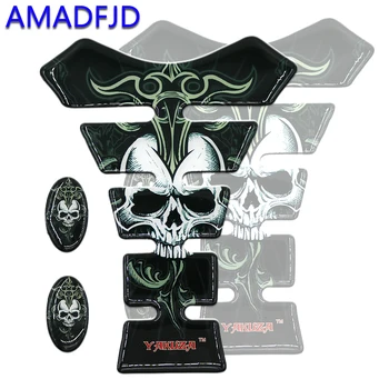 

AMADFJD 3D Skull Logo Tank Pad Sticker On Motorcycle Tank Sticker Motorcycle Decals Deposit Protector Motorbike Accessories