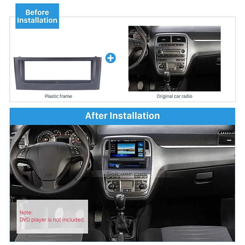 

Clearance Seicane One Din 183*53mm Black Color Dash Panel Mount Kit Car Radio Fascia for 2005 2006 2007 FIAT PUNTO LINEA