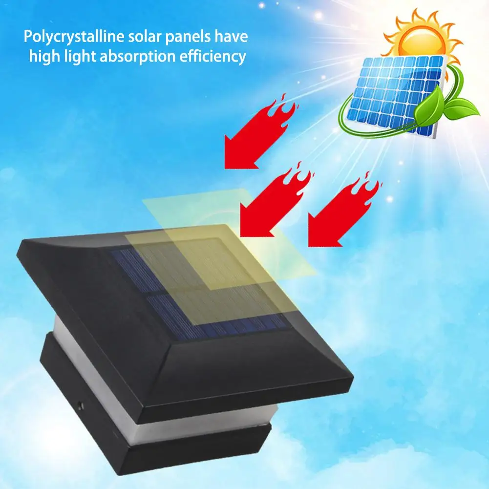Solar Power Square Post Lights Fence Light Waterproof Outdoor Street Light LED Post Cap Lamp Garden Yard Pool Emergency Lights