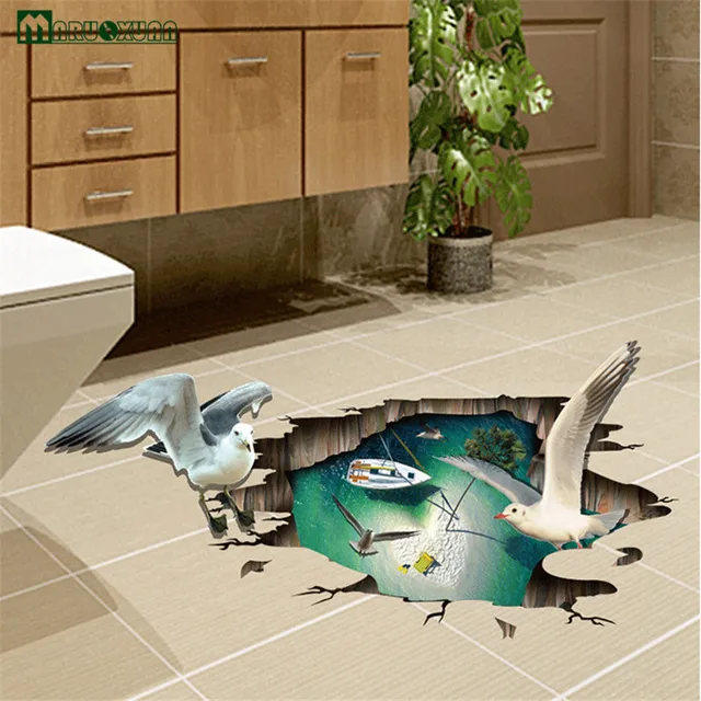 YunXi 3D meeuwen fly Sticker Woonkamer Slaapkamer Badkamer Vloer ... YunXi 3D meeuwen fly Sticker Woonkamer Slaapkamer Badkamer Vloer ...