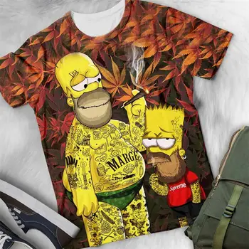 

Men Anime Tshirt 3D Full Print Letter Leaf Printing Fashion Hip Hop Street Men Tees Plus Size 5XL