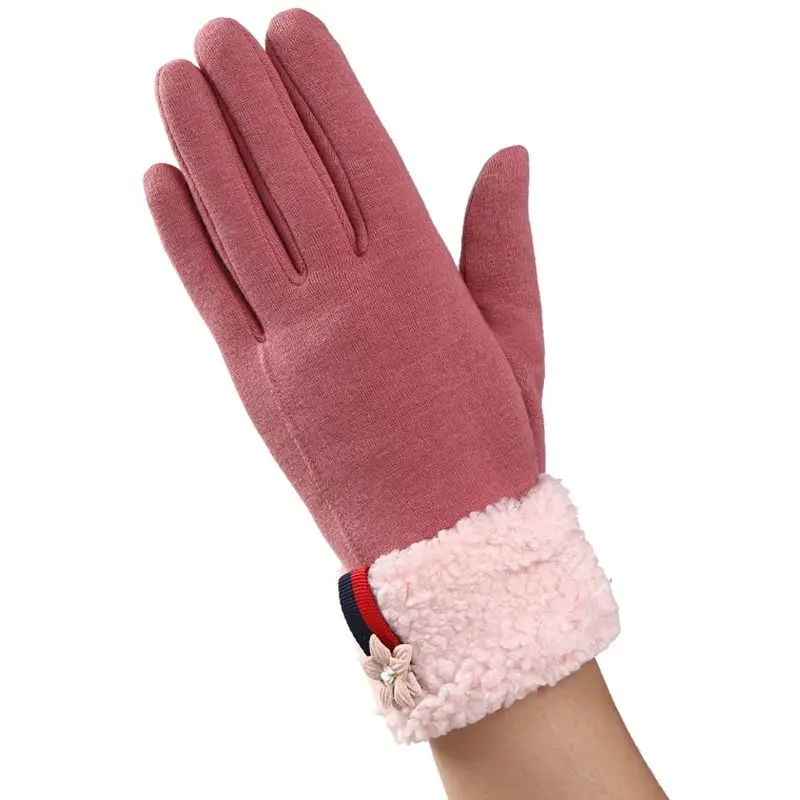 Для женщин открытый перчатки зимние теплые Boho элегантный Повседневное варежки наручные Tie Dye Сенсорный экран Женская мода черные