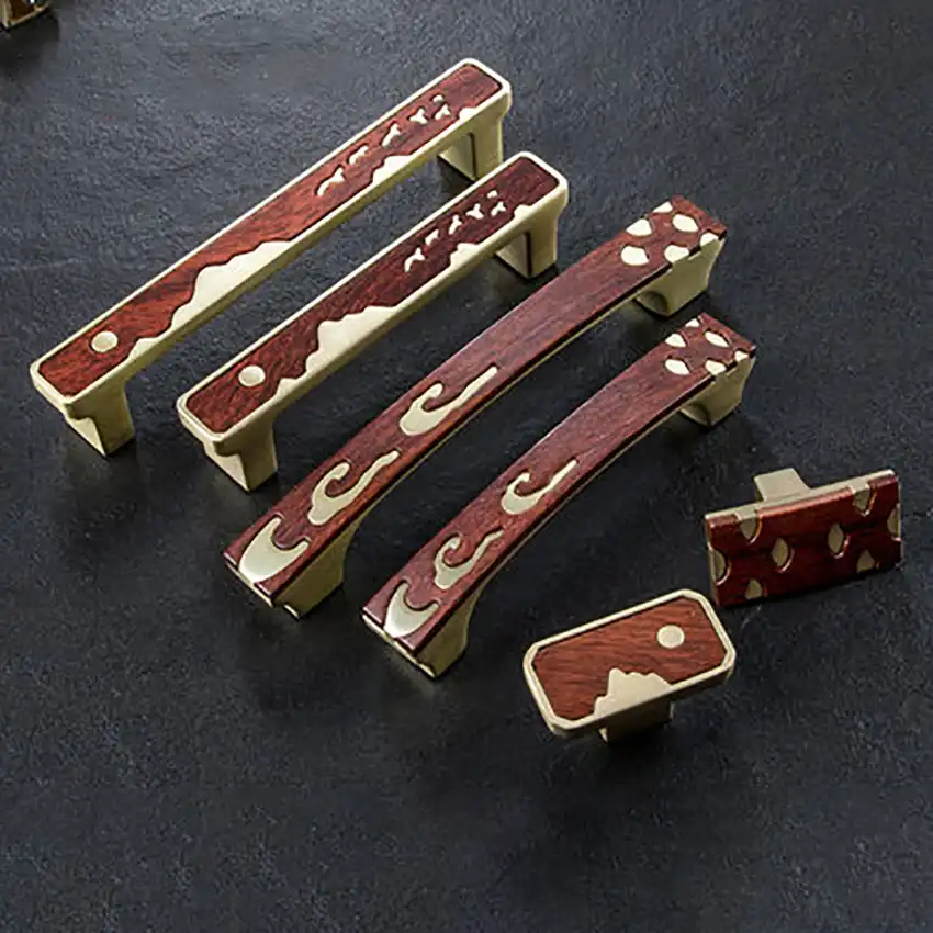 Modern Wood Pattern Door Handles Furniture Hardware Wardrobe