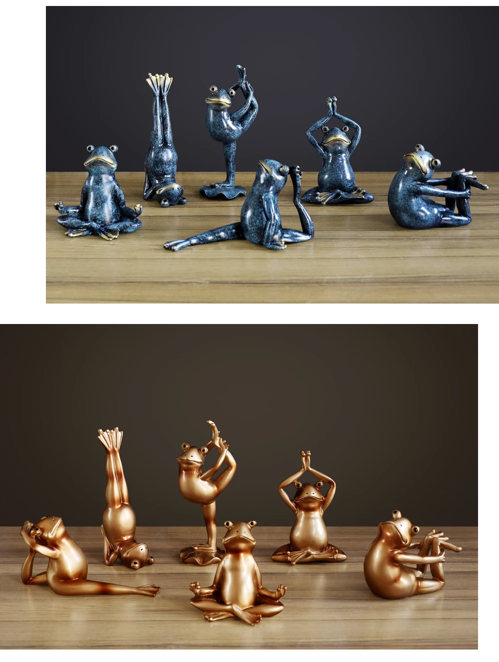 Set of 6pcs Yoga Frogs Figurines resin Miniature for Home Desktop Resin Kawaii home decoration accessories modern living room