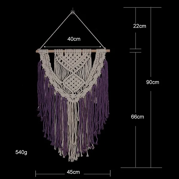 Розовый фиолетовый ручной работы тканый богемный настенный гобелен макраме свадебный фон стены искусства свадьбы дома гостиной украшения - Цвет: B