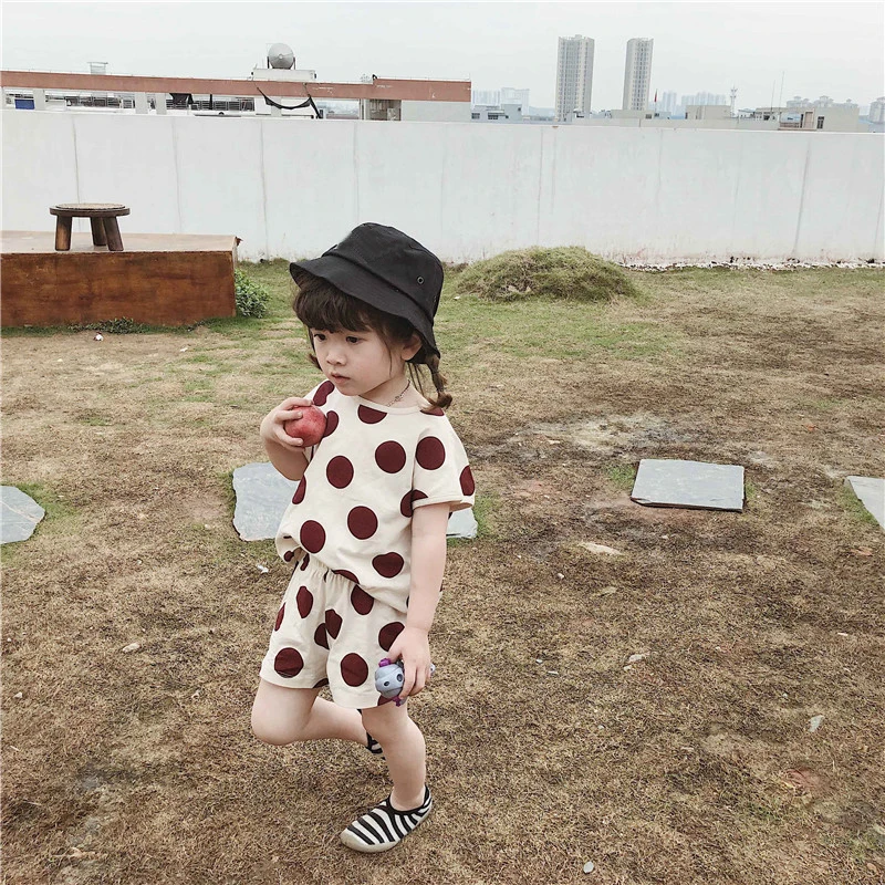 Roupas da Menina Camiseta + Calças Humor Urso Terno Verão Casual Nova Dot Algodão 2 Pçs Conjunto Bodysuit Crianças Bebê Meninas Roupas 30 High Quality Mamãe e Bebê