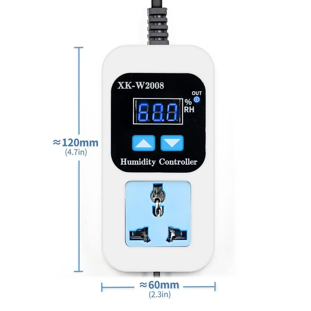 Регулятор влажности на выходе 110В 220В 10А, гигрометр с прямым выходом, регулятор влажности, датчик влажности 0~ 99% RH, синий светодиодный