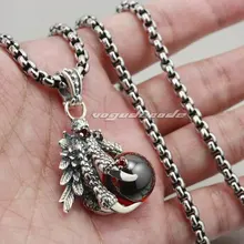 Дракон коготь& Dragon Ball 925 пробы Серебряный мужской кулон 8C001(ожерелье 24 дюйма