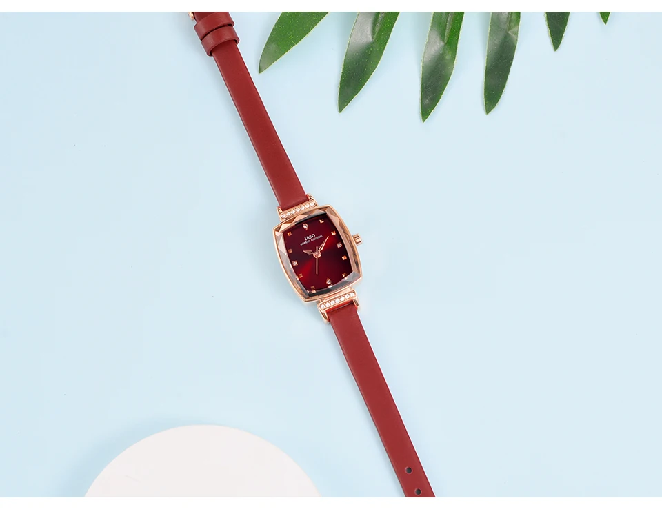 IBSO брендовые модные дизайнерские часы для женщин, наручные часы из натуральной кожи, роскошные женские кварцевые часы с кристаллами
