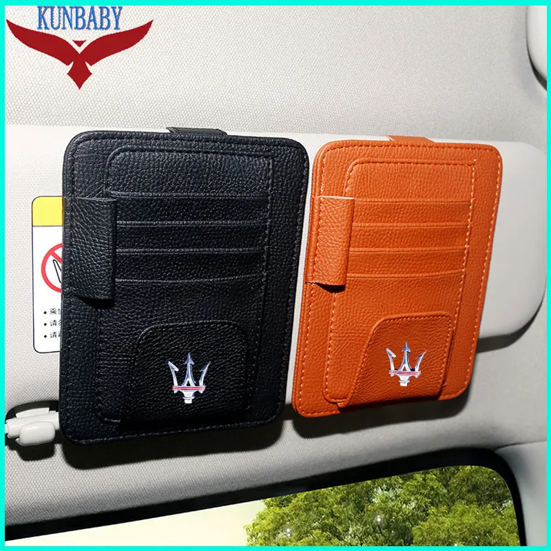 

Geniune Eye Glasses Card Bill Pen Holder Clip Car Accessory Sun Visor Sunglasses Credit Card Cover For Maserati Car Styling