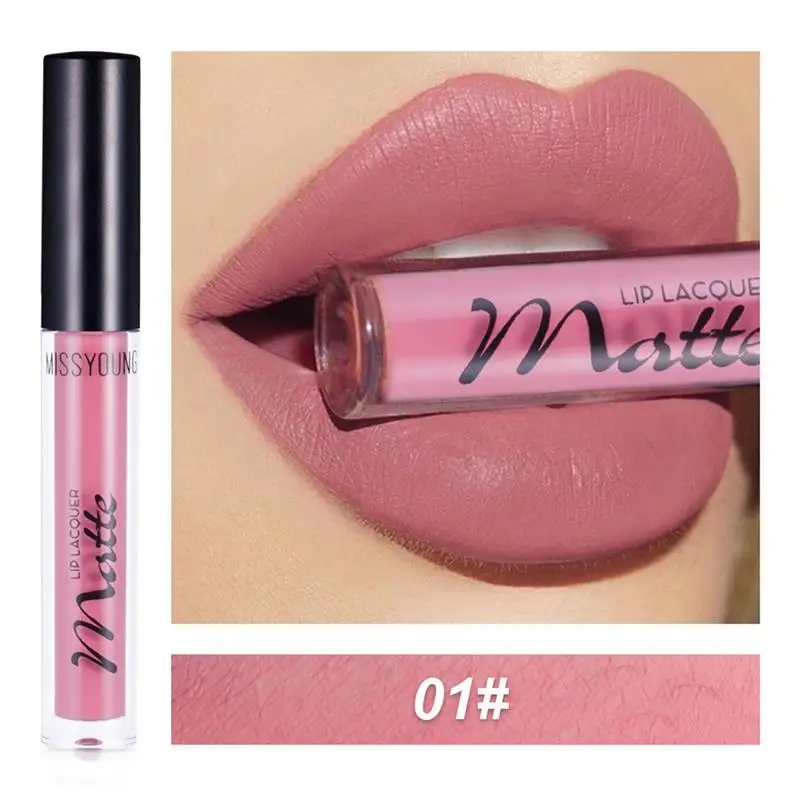 

Missyoung New Makeup Lip Gloss 1Pc Shimmer Glitter Waterproof Long Lasting Matte Liquid Lipstick Moisturizer Cosmetic Beauty
