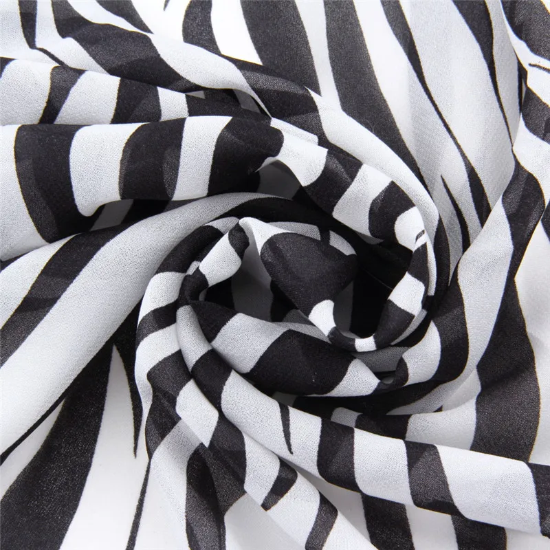 Женский длинный шифоновый шарф с принтом зебры, шелковый шарф, шаль для зимы, модные шарфы, аксессуары для одежды