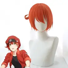 Косплей Оранжевый парик клетки на работе! Hataraku Saibo косплей парик эритроцит красная кровяная клетка парик короткие волосы AE3803 Хэллоуин парик