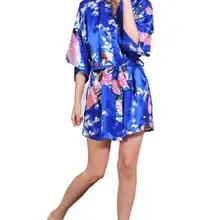 Короткое Кимоно ночной халат Для ванной Халат мода халат для Для женщин халат цветочный Для ванной Халат