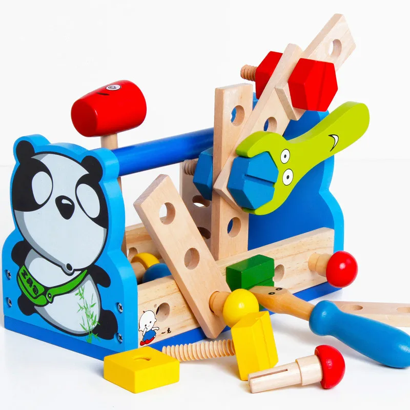 

Montessori Kids Toy Wood Pretend Panda Tool Fix Repair Maintainance Learning Educational Preschool Training Brinquedos Juguets