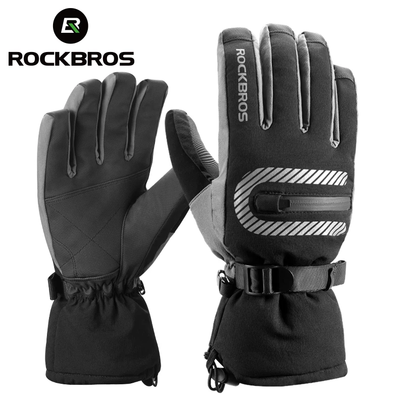 

ROCKBORS Ski Gloves Windproof Warm Snowboard Skiing Gloves Fleece Waterproof Heated Gloves Snowmobile Motorcycle Winter Gloves