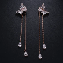 Emmaya, новинка, циркониевые милые длинные Кристальные серьги-гвоздики для женщин, серебряные и розовые, Золотой пирсинг, серьги, ювелирные изделия, Brincos