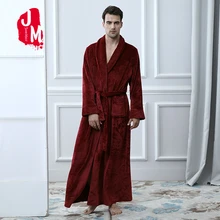 Warm Bathrobe Male Full Sleeves Flannel Winter Robe Men Long Coral Fleece Kimono Bath Robe Man Japanese Thick Sleep M L XL Gown