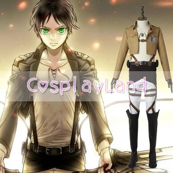 

Attack on Titan Cosplay Eren Jaeger Full Set Costume Shingeki no Kyojin Survey Corps Anime Uniform Adult Men Halloween Suit