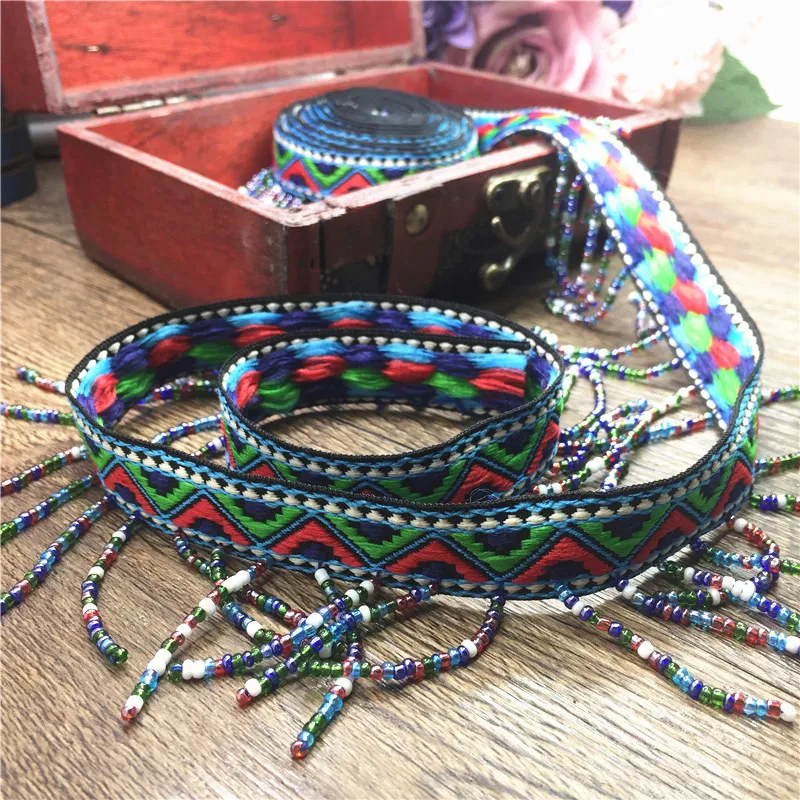 

2Yard 5cm Wide Satin Tassel Handmade Beaded Lace For Clothes Shoes Bags Hats Accessories Embroidery Applique Lace AF0098