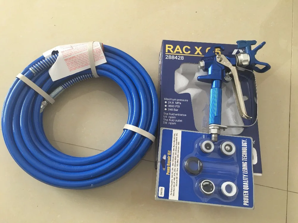 

Airless paint gun with 517 tips 15m High pressure hose 1/4" BSP 3300Psi Pump repair kits for 395 495 390 490 595 paint machine