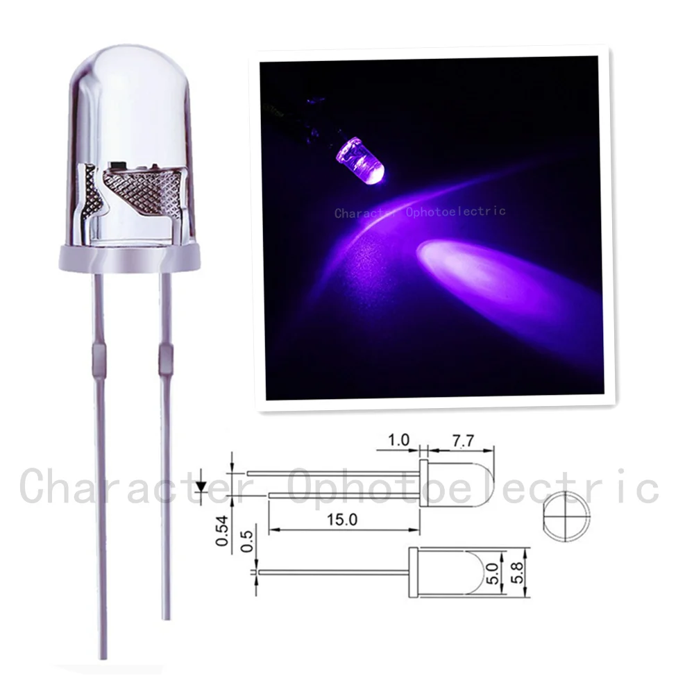 LED 5mm Round Ultra Violet UV Lamp Diodes