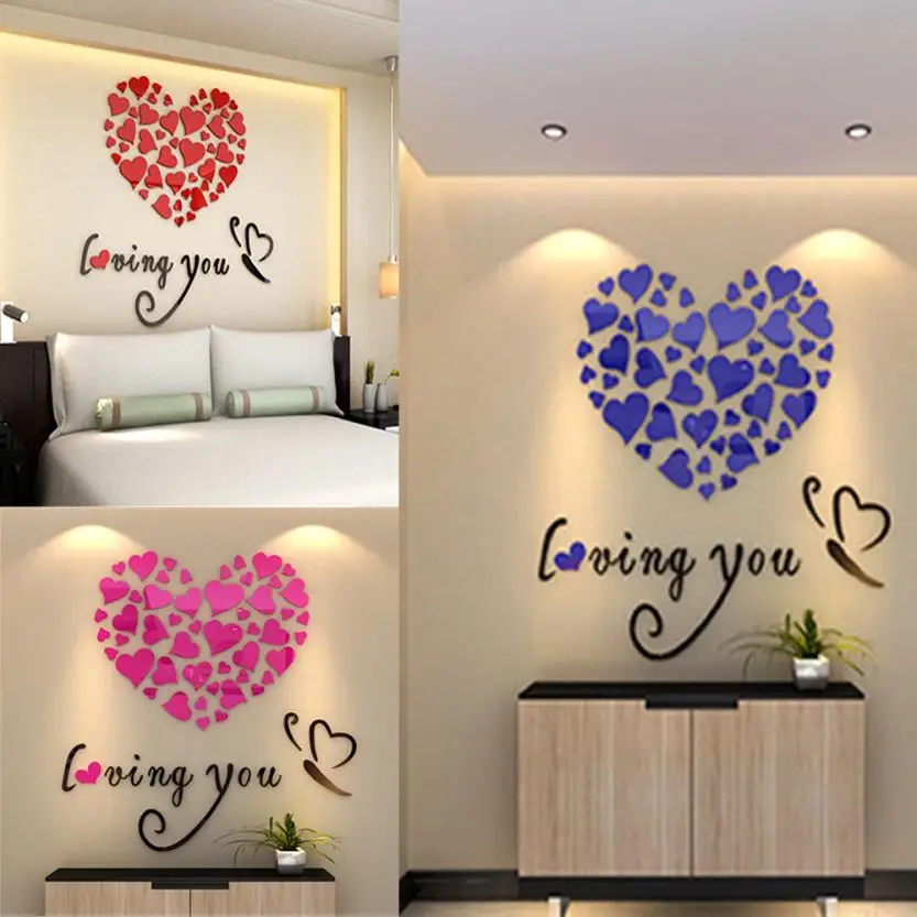 

Love Heart DIY Removable Vinyl Decal Art Mural Wall Stickers Home Room Decor love wal door glass stickers modern 2.14#5$