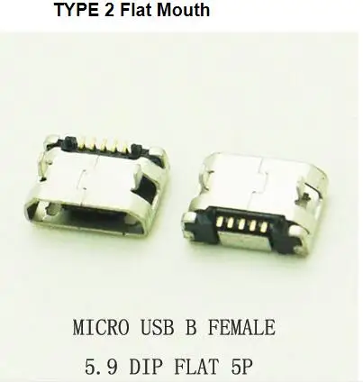 10 шт./лот 5Pin 5,9 мм Micro USB 5pin DIP гнездовой разъем для мобильного телефона Mini USB jack PCB сварочная розетка плоский рот