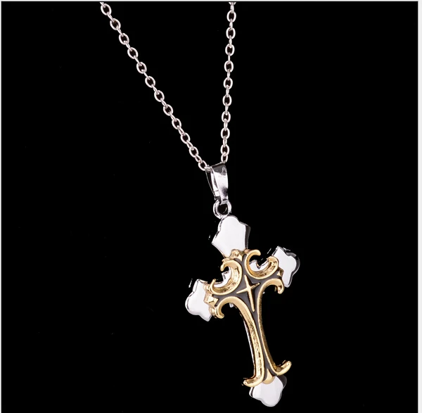 Христианский крест кулон с серебряным покрытием ожерелье смешанный цвет