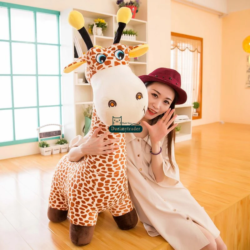 Dorimytrader New 100cm Giant Cute Soft Cartoon Giraffe Plush Toy Stuffed Animal Giraffe Doll Pillow Kids Play Toys Gift 39inches DY61686 (9)