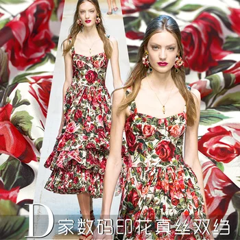 

Crepe De Chine Rose Flower Color Digital Inkjet Crepe De Chine Silk Fabric Apparel Fabrics Silk Fabrics Dress Material 16MM