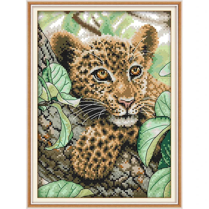 

Leopard Animals cross stitch 14ct 11ct cloth cotton thread embroidery DIY handmade needlework DIY DMC Cross stitch Counted new