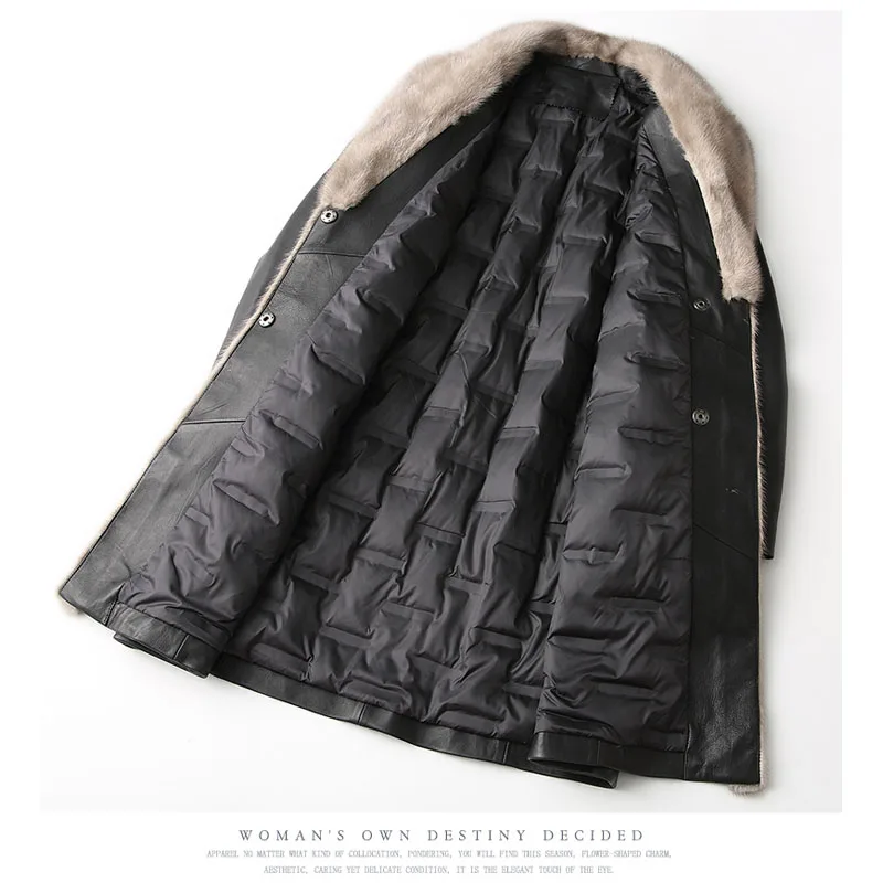 Fourrure Black Long Peau De Zt533 Vison Bas Vêtements Vers Mouton Manteau Slim Cuir Femmes Veste Collor En Le D'hiver Coréenne Véritable q1BRwxO