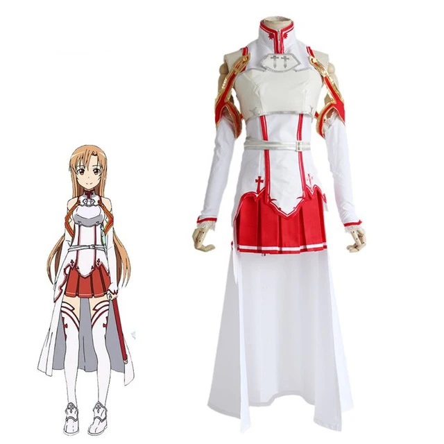 Костюм Asuna для косплея(костюмированных игр) меч искусство онлайн косплей SAO Asuna боевой костюм набор полный Хэллоуин женское нарядное платье униформа для взрослых женская одежда - Цвет: A