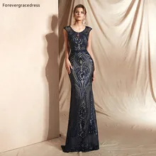 Forevergracedress, дизайн, темно-синие вечерние платья, вечерние платья большого размера без рукавов, изготовленные на заказ