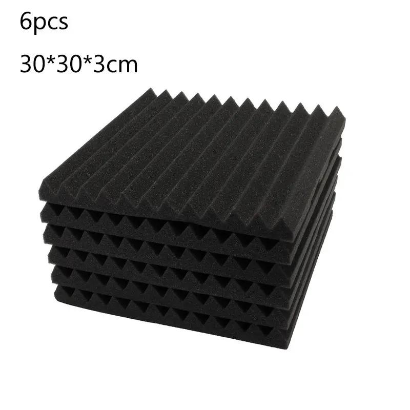 

6Pcs 30x30x3cm Acoustic Foam Studio Soundproofing Treatment Absorption Panel Tile Wedge Sponge for Studio/Drum Room/KT