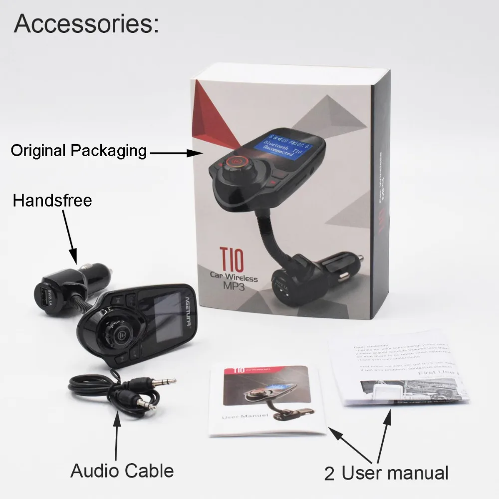 XCGaoon T10 Bluetooth автомобильный комплект гарнитуры FM передатчик AUX Автомобильный MP3