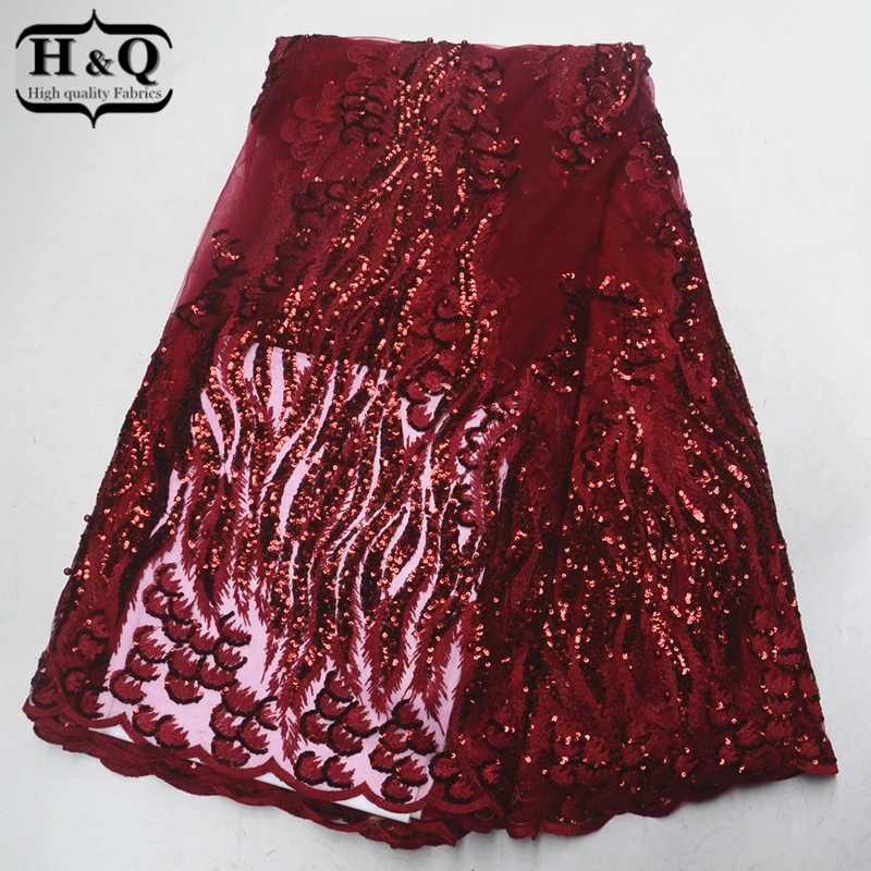 

Nigeria lace fabrics African tulle lace with beads and sequins French lace fabric embroidered 5 yards for Bride dress,Raiment
