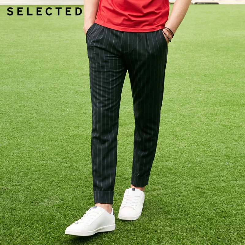 

SELECTED Men's Spring Wool-blend Striped Stiff Casual Pants S|419114548