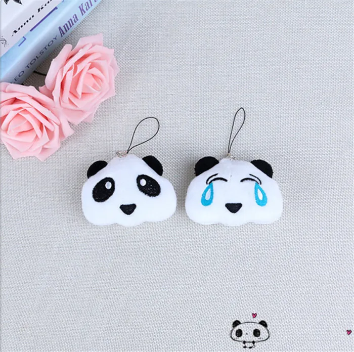Fashion Panda Emoji Plush Toys Key Chain Ring Pom Bear Keychain Woman Bag Charms Man Car Keyring Wedding Party Trinket Jewelry (8)