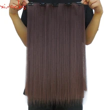 5 шт./лот Xi. rocks 5 зажим для наращивания волос 50 см волосы синтетические на зажимах для наращивания 50 г прямые шпильки для волос Puce красный 33J