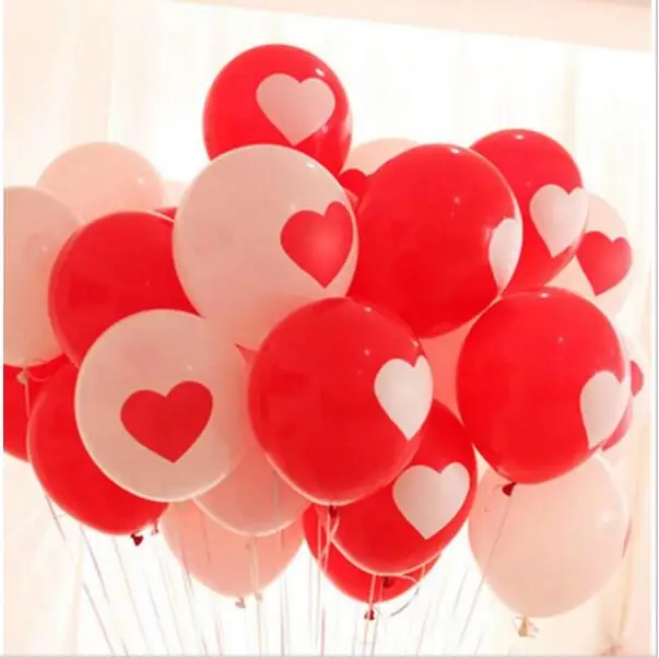 10pcs/lot Romantic Love Heart Red White Latex Balloon Inflatable Air Balls Wedding Birthday Party Decoration Helium Balloons