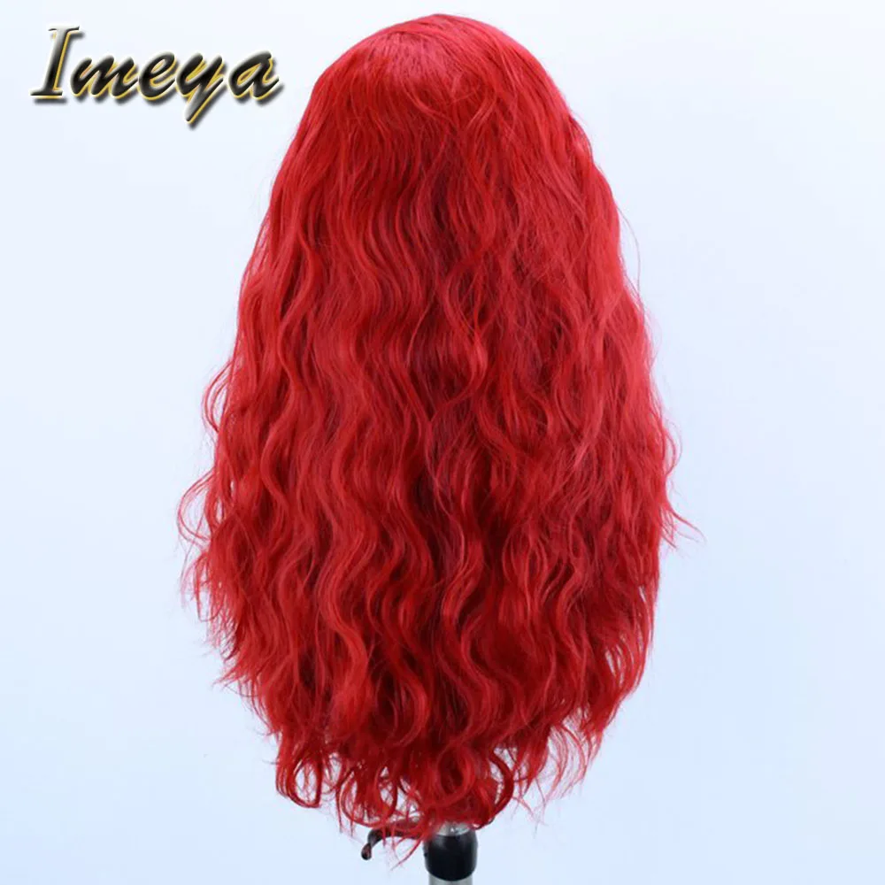 Imeya красные волнистые синтетические парики на кружеве Glueless синтетические волосы термостойкие волокна косплей/вечерние парики для женщин