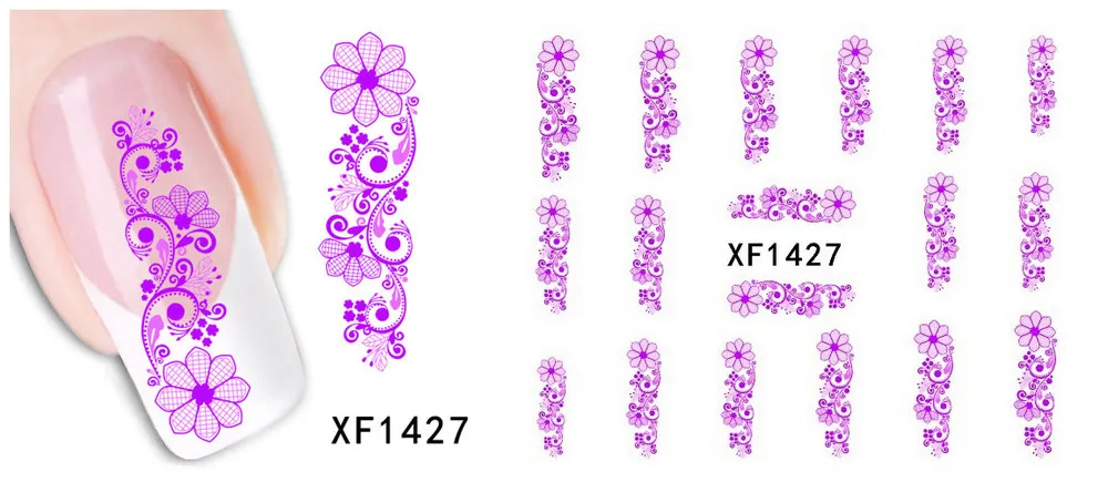 Дизайн ногтей цветок переноса воды Стикеры ногтей Обёрточная бумага Фольга лак наклейка Временные татуировки Watermark 1000pks/много